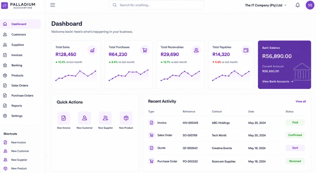 palladium accounting Dashboard